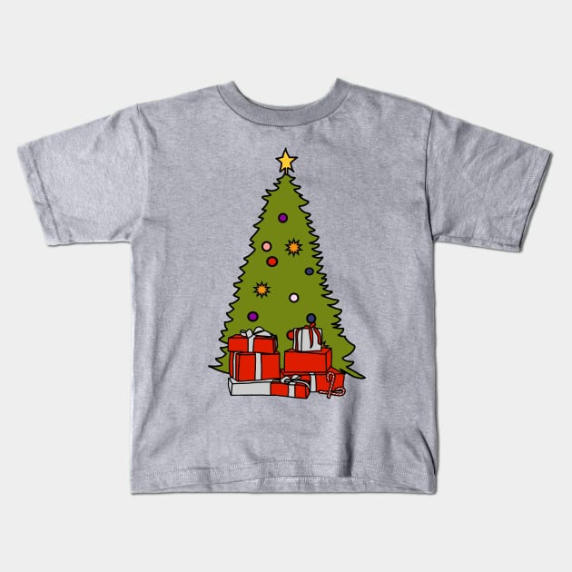 Christmas Tree and Presents Kids T-Shirt by ellenhenryart